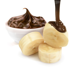 A slice of banana mixed with chocolate 